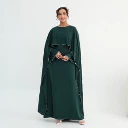 Luxury Dubai Shawl Abaya Elegant Beaded Waist Cinching Kaftan Muslim Women Traditional Dress Maxi Long Sleeve Robe Eid Outfit