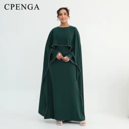 Luxury Dubai Shawl Abaya Elegant Beaded Waist Cinching Kaftan Muslim Women Traditional Dress Maxi Long Sleeve Robe Eid Outfit