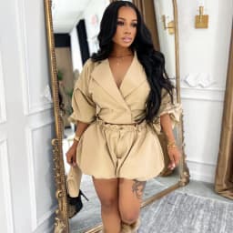 Doyerl Streetwear 2 Pieces Set for Woman Clothing Club Party Notched Collar Double-breasted Jacket Coat and Shorts Sets Ensemble