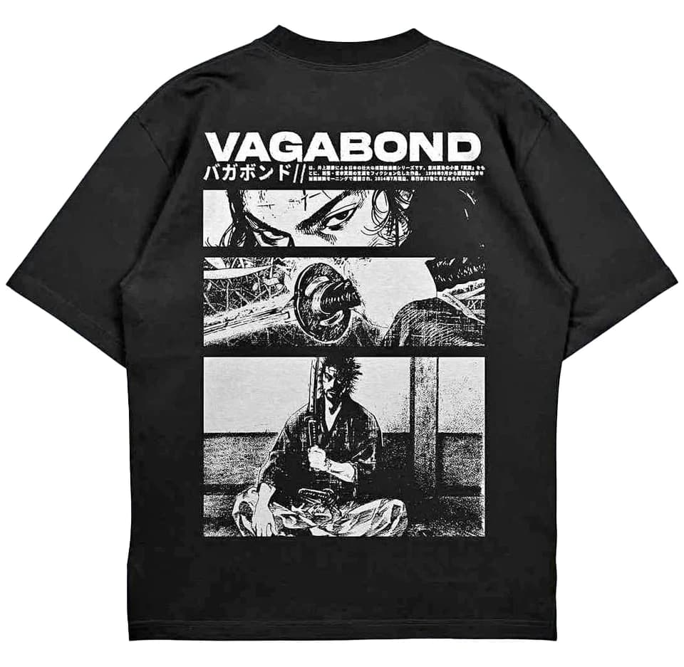 Vagabond Tee Retro Vintage 90s Samurai Manga T Shirt Top Clothing Short Sleeve Shirt Men Women for Spring and Summer