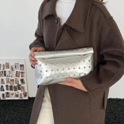 Light Luxury Clutch Bag Glitter PU Leather Evening Bag Rivet Solid Color Handbag For Banquet Dance