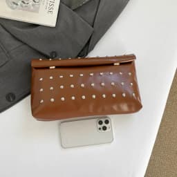 Light Luxury Clutch Bag Glitter PU Leather Evening Bag Rivet Solid Color Handbag For Banquet Dance