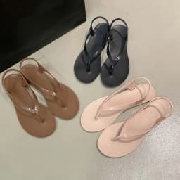 PVC Women Flat Sandals Spring Summer Solid Color Girl Flip Flop with Back Heel Strap Out Wear Korean Style Slippers Outdoor