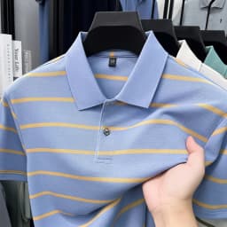 Luxury classic striped short sleeve polo shirt men casual skin friendly comfort breathable T-shirt high-end summer new trend top
