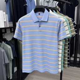 Luxury classic striped short sleeve polo shirt men casual skin friendly comfort breathable T-shirt high-end summer new trend top