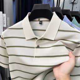 Luxury classic striped short sleeve polo shirt men casual skin friendly comfort breathable T-shirt high-end summer new trend top