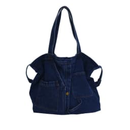 Portable Denim Cloth Casual Handbag Square Shape Blue Shoulder Bag Zipper Shopping Bag Unisex