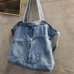 Portable Denim Cloth Casual Handbag Square Shape Blue Shoulder Bag Zipper Shopping Bag Unisex