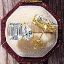 Lnngy Transparent Emerald & Pear Cut Cublic Zircon Earrings for Women Exquisite Two Stone Design Stud Earring Delicate Jewelry