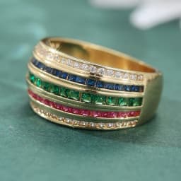 Luxury Geometry MultiLayer Colored Synthetic Zirconia Wide Ring for Women Fashion Sparkling Banquet Festival Jewelry Accessories