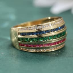 Luxury Geometry MultiLayer Colored Synthetic Zirconia Wide Ring for Women Fashion Sparkling Banquet Festival Jewelry Accessories