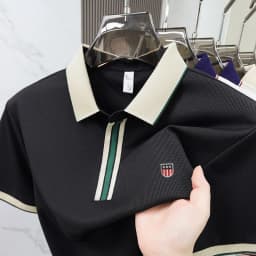 Fashionable Men's High-Quality Classic Brand New Embroidered Breathable POLO Shirt Summer New Comfortable Ice Silk Short Sleeve