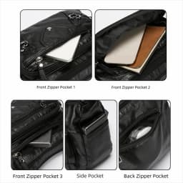 PU Leather Crossbody Bag Multi Layer Adjustable Strap Mom Messenger Bag Zipper Closure Large Capacity Women Purse Shoulder Carry