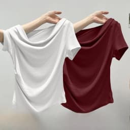 Summer Women's Design Sense One Shoulder Versatile Top Slim Fit Irregular Short Sleeved T-shirt Casual Daily Trend Street Style