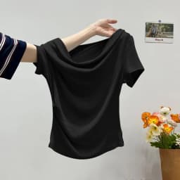 Summer Women's Design Sense One Shoulder Versatile Top Slim Fit Irregular Short Sleeved T-shirt Casual Daily Trend Street Style