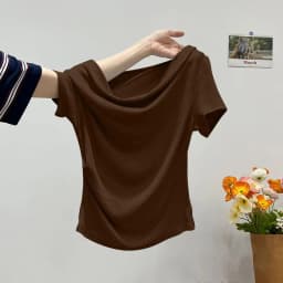 Summer Women's Design Sense One Shoulder Versatile Top Slim Fit Irregular Short Sleeved T-shirt Casual Daily Trend Street Style