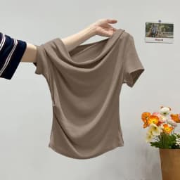 Summer Women's Design Sense One Shoulder Versatile Top Slim Fit Irregular Short Sleeved T-shirt Casual Daily Trend Street Style