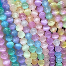 6MM 8MM 10MM Natural Gemstone Colorful Selenite Stone Loose Round Spacer Beads For Jewelry Making Diy Bracelet Necklace Earrings