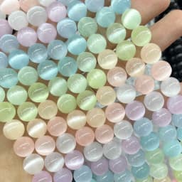6MM 8MM 10MM Natural Gemstone Colorful Selenite Stone Loose Round Spacer Beads For Jewelry Making Diy Bracelet Necklace Earrings