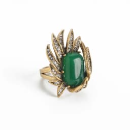 Charm Vintage Gold Plated Feather Rings Antique Green Rhinestone For Women 2026 Banquet Jewelry High Quality Trends Accessories