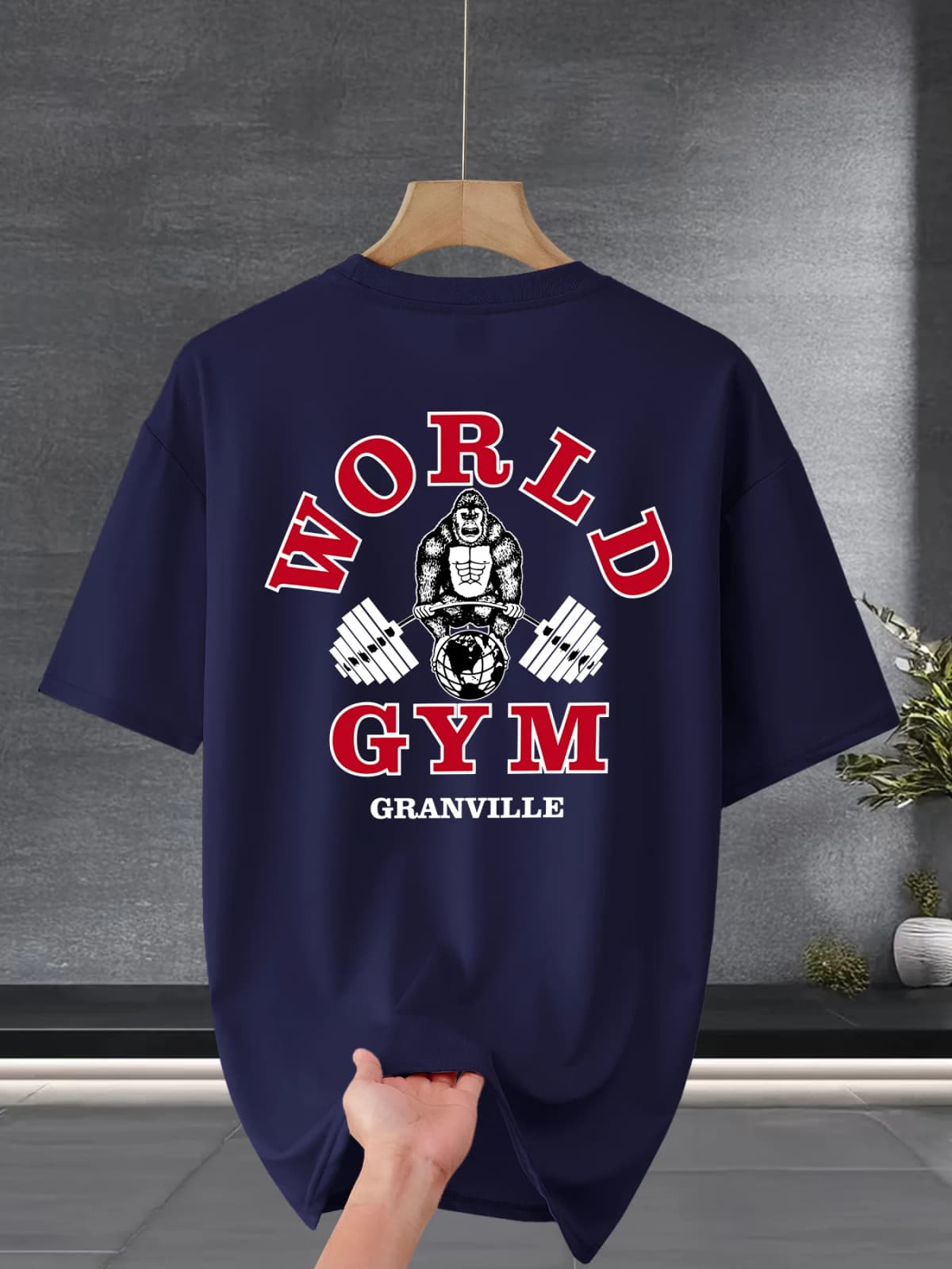 Gorilla Gym Men Cotton TShirtAthletic Vintage Mens Workout Fitness Muscle Navy Blue Cool Hipster Streetwear Casual Graphic Tee
