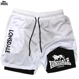 LONSDALE Men's Double Layer Two-in-One Sport Shorts Casual Quick-Drying Breathable Summer Running Clothing Short