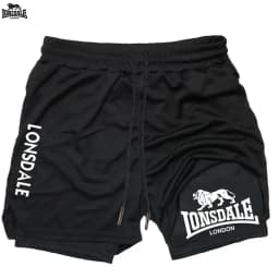 LONSDALE Men's Double Layer Two-in-One Sport Shorts Casual Quick-Drying Breathable Summer Running Clothing Short