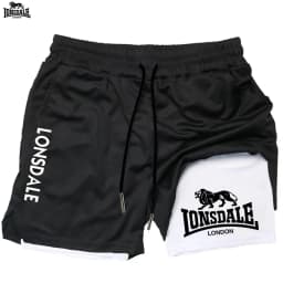 LONSDALE Men's Double Layer Two-in-One Sport Shorts Casual Quick-Drying Breathable Summer Running Clothing Short