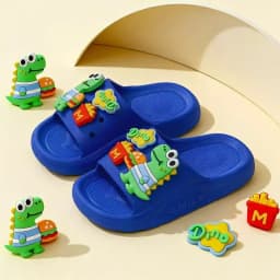 Children's Slippers, Summer Breathable, Cartoon Decoration, Suitable for Indoor Bathroom Showers, Soft-Soled Anti-Slip, Cartoon