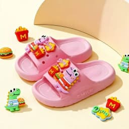 Children's Slippers, Summer Breathable, Cartoon Decoration, Suitable for Indoor Bathroom Showers, Soft-Soled Anti-Slip, Cartoon