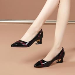 Women Pumps Spring Autumn Soft Leather Thick Middle Heel Shoes for Women Professional Shallow Mouth Pointed Toe Women's Shoes