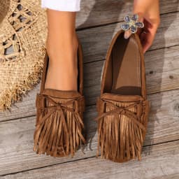 Summer Tassel Loafers for Women, Retro Suede Flat Shoes, Bohemian Style Slip-On Bean Shoes, Versatile Women's Shoes