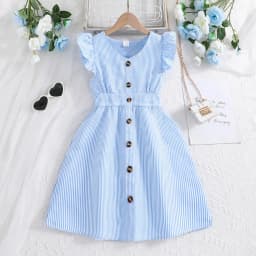 Fashion Summer Kids Dress Sweet Stripes Dopamine Dress Fresh Breathable Girls Dress