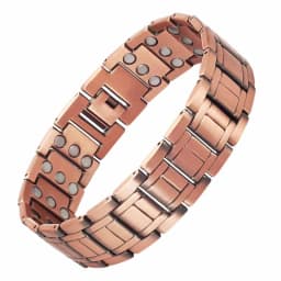 Men's copper magnetic bracelet set with three rows of magnetic chains and disassembly tools. Durable gift with size adjustment t