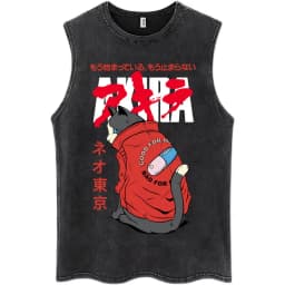 Washed Anime Akira Classic Tank Tops Science Fiction 90s Movie Shotaro Kaneda Vintage Sleeveless Tshirt Men Casual Cotton Vests