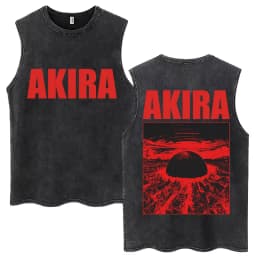 Washed Anime Akira Classic Tank Tops Science Fiction 90s Movie Shotaro Kaneda Vintage Sleeveless Tshirt Men Casual Cotton Vests
