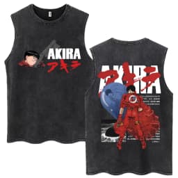 Washed Anime Akira Classic Tank Tops Science Fiction 90s Movie Shotaro Kaneda Vintage Sleeveless Tshirt Men Casual Cotton Vests
