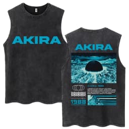 Washed Anime Akira Classic Tank Tops Science Fiction 90s Movie Shotaro Kaneda Vintage Sleeveless Tshirt Men Casual Cotton Vests