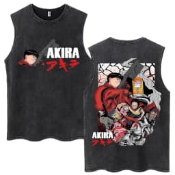 Washed Anime Akira Classic Tank Tops Science Fiction 90s Movie Shotaro Kaneda Vintage Sleeveless Tshirt Men Casual Cotton Vests