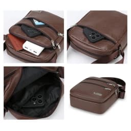 Men's PU Leather Shoulder Bag Large Capacity Casual Business Crossbody Bag Messenger Bag Gift