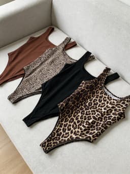 Women 4 Pack Ribbed Asymmetrical Bodysuit Set Casual Sleeveless Cutout One Piece Bodysuit Set