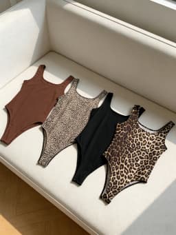 Women 4 Pack Ribbed Asymmetrical Bodysuit Set Casual Sleeveless Cutout One Piece Bodysuit Set