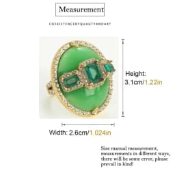 Luxury Gold Color Green Natural Stone Zircon Oval Vintage Rings Pearls for Woman Party Gift Antique Jewelry Korean Designer Open