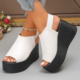 Women Sandals High Quality Summer Leather Wedge Sandals Women New Platform High Heels Shoes Sexy Open Toe Elegant Sandals