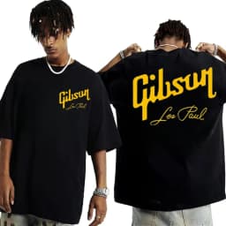 Gibson 1894 Rock Style Gibson Paul Gibson Electric Guitar Men's Pure Cotton T-shirt Gibson 1894 Rock Cotton T-shirt 2026 Summer