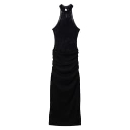 Women's 2026 new spring outfit European and American style fashionable casual hanging neck lace patchwork knitted long dress
