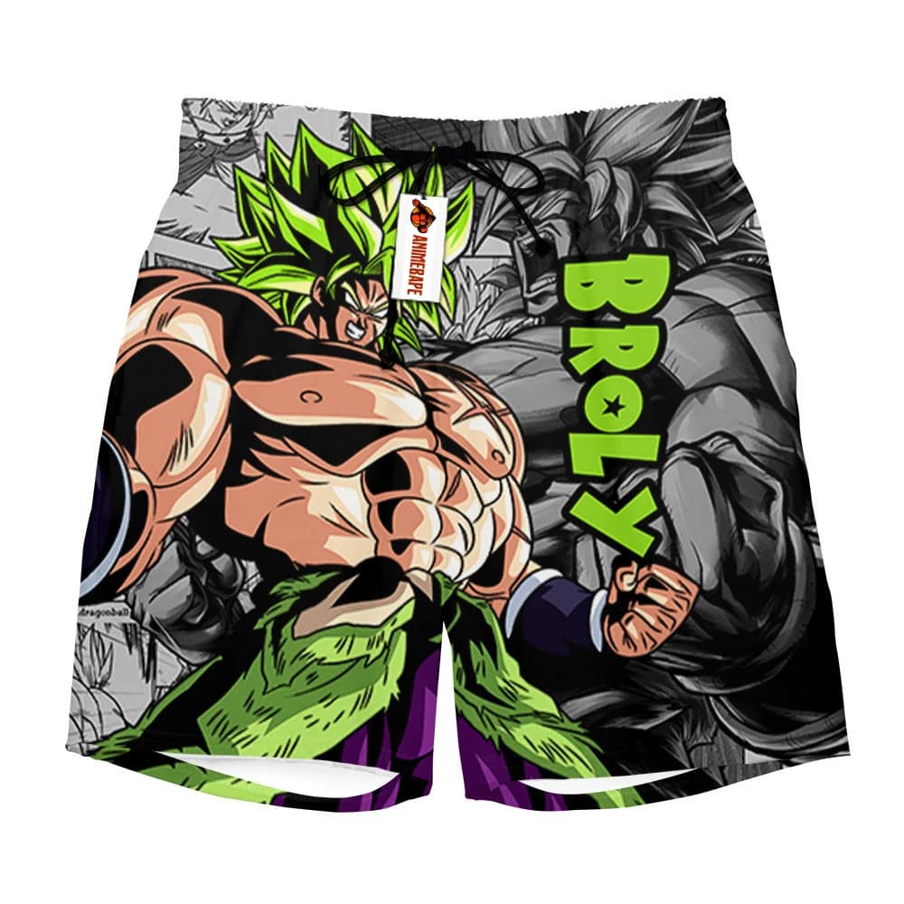 Dragon Ball Broly Legendary Super Saiyan Manga Print Quick Dry Shorts Men Casual Beach Wear Gym Workout Sports Board Shorts