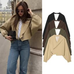 Jackets Spring Women's 2026 New Fashion Bat Sleeves Elegant Women Short Jacket Blouse Chic Joker Youth Holiday Street Warm Coats