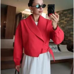 Jackets Spring Women's 2026 New Fashion Bat Sleeves Elegant Women Short Jacket Blouse Chic Joker Youth Holiday Street Warm Coats