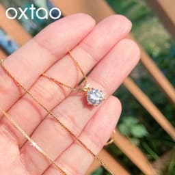 OXTAO 0.5ct–5ct D Moissanite Solitaire Necklace Certified Lab Imitation Diamond Charm Pendant Necklace Jewelry 14K Gold Filled